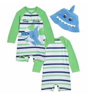 🛑 2 / $40 Sale! Tommy Bahama Infant 2-piece Swim Set UPF50+ / Shark Print  NWT